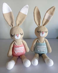 Crocheted Bunny Twins - 100% cotton yarn