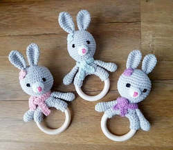 Woodland Critters: Crocheted Bunny Ring Rattle