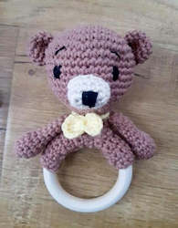 Woodland Critters: Crocheted Bear Ring Rattle