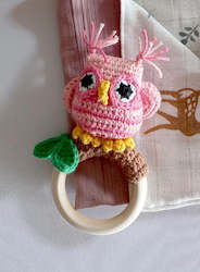 Woodland Critters: Crocheted Owl Ring Rattle