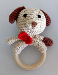 Raining Cats Dogs: Crocheted Puppy Ring Rattle