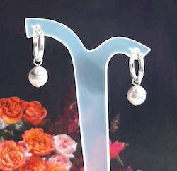 Jewellery manufacturing: Sophie - crystal round pearl drop and sterling silver hoop earrings