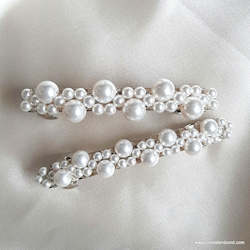 Jewellery manufacturing: Aria - ivory crystal pearls beaded hair clips