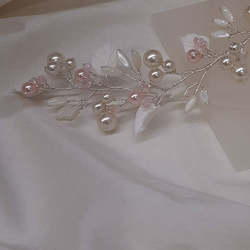 Jewellery manufacturing: Custom MB - crystal base pearls and polymer clay leaves hair vine