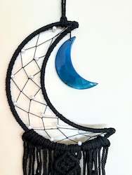 Dream Catchers: Black Crescent Moon With Agate