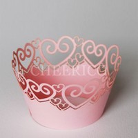 Pink heart cupcake wrappers - 12units/pack