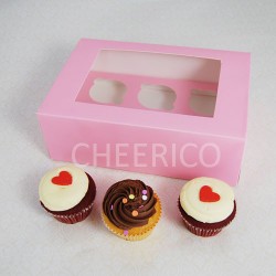 Cake: 6 window pink cupcake Box($2.00/pc x 25 units)