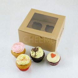 Cake: 4 kraft brown cupcake window box ( $1.85/pc x 25 units)