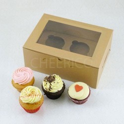 Cake: 2 cupcake kraft window Box($1.60/pc x 25 units)