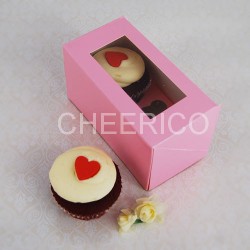 Cake: 2 cupcake pink window Box($1.70/pc x 25 units)