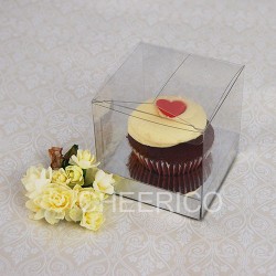 Cake: 1 cupcake clear box w flexi hole silver Insert($1.25pc x 25 units)