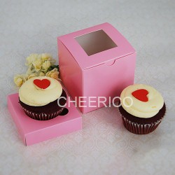 Cake: 1 window pink cupcake box w finger hole ($1.20/pc x 25 units)