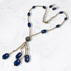 Internet only: Handmade Lapis Lazuli brass necklace set