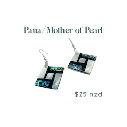 Diamond shaped Paua Mother of Pearl earrings