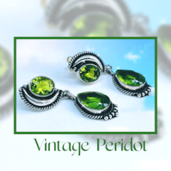 Internet only: Vintage styled peridot dangle earrings