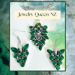 Internet only: Viridescent Chrome Diopside and Peridot pendant earrings set