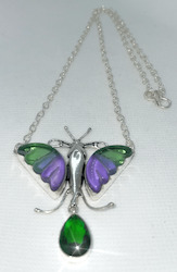 Tourmaline green butterfly necklace
