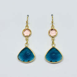 Pink and Blue Double Drop Earrings