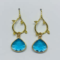 Aqua and Gold Leaf Earrings