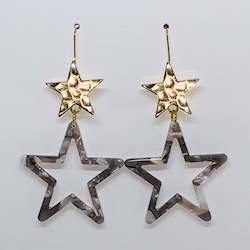 Jewellery: Golden Star & Outline Drop Earrings