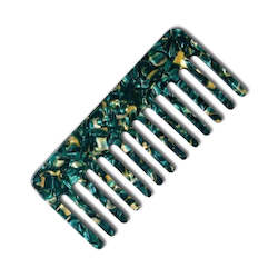 Combs: Detangling Wide Tooth Comb- Green Marble