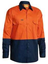 Protective clothing: BISLEY LS Cool Lite Weight Shirt Orange/Navy
