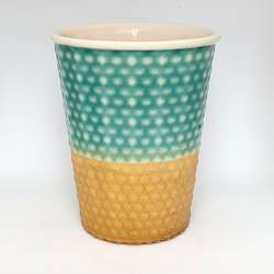 Coffee Cup - Turquoise & Gold Dimple