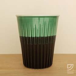 Fluted: Coffee Cup - Jade & Black Fluted