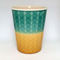 Coffee Cup - Turquoise & Gold Weave