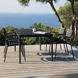 FOUR Indoor/Outdoor Dining Table 160x90 Black Aluminium Top & Frame