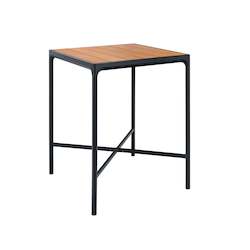 FOUR Indoor/Outdoor Bar Leaner Table 90x90 Bamboo Top - Black Frame