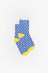 Womenswear: Blue and Yellow Grid Sock
