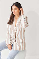 Womenswear: Longline Blazer - Desert Stripe