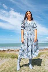 Womenswear: Sheryl May Blue Patch Shirred Dress