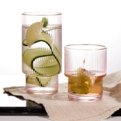 Izzy Pink Ribbed Glass Tumbler