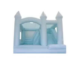 Pastel Blue Bounce House With Slide