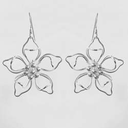 Clothing wholesaling: Sterling Silver Sculptured Flower Earrings