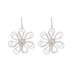 Sterling Silver Wire Flower Drop Earring