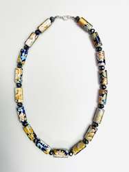 Coated Glass Cylinder Beaded Necklace