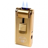 Cigars, Humidors & More: Double Torch Cigar Lighter - Gold