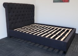 King high headboard black upholstered bed frame