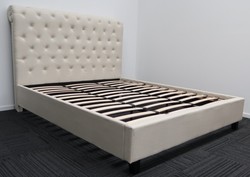 Queen high headboard cream upholstered bed frame