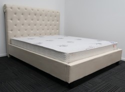 Products: King high headboard cream upholstered bed &. Mattress