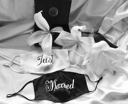 Bed wholesaling: Wedding Mask  "JUST MARRIED MASKS" Embraided mask NZ Made