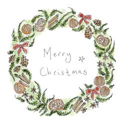 Stationery wholesaling: RR05 Orange & Cinnamon Christmas Wreath (6 pack)