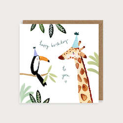 Stationery wholesaling: LMDCC11 Toucan & Giraffe Birthday (6 pack) PREORDER