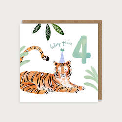 Stationery wholesaling: LMDCC05 Age 4 Tiger (6 pack) PREORDER