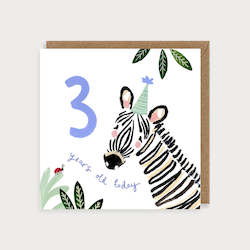 Stationery wholesaling: LMDCC04 Age 3 Zebra (6 pack) PREORDER