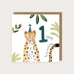 Stationery wholesaling: LMDCC01 Age 1 Leopard (6 pack) PREORDER