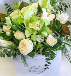 White & Lime Posy in a box